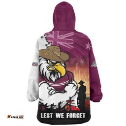 RugbyLife Manly Warringah Sea Eagles Snug Hoodie Anzac Day Lest We Forget Silent Dawn
