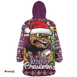 RugbyLife Queensland Maroons Snug Hoodie Merry Christmas Game Day Knit Style Team Edition
