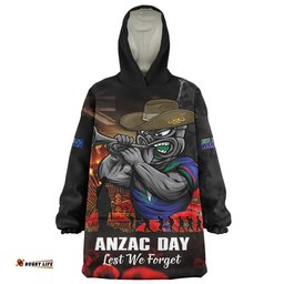 RugbyLife New Zealand Warriors Snug Hoodie Anzac Day Rising Dawn Ceremony Lest We Forget Courage