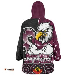 RugbyLife Manly Warringah Sea Eagles Snug Hoodie NAIDOC Week 50 Years Of Deadly Indigenous Pattern