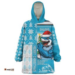 RugbyLife Cronulla-Sutherland Sharks Snug Hoodie Christmas Magic Knit Style Winter Glow