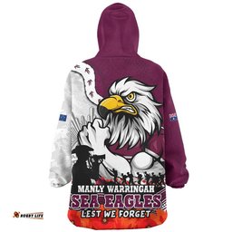 RugbyLife Manly Warringah Sea Eagles Snug Hoodie Anzac Day Remembrance Of Courage Loyalty Valor