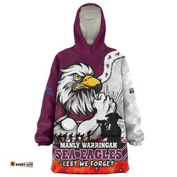 RugbyLife Manly Warringah Sea Eagles Snug Hoodie Anzac Day Remembrance Of Courage Loyalty Valor