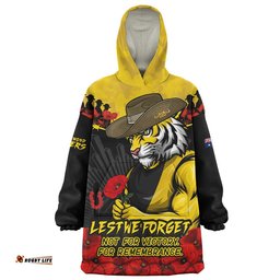 RugbyLife Richmond Snug Hoodie ANZAC Day Not For Victory For Remembrance