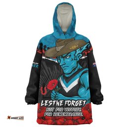 RugbyLife Port Adelaide Snug Hoodie ANZAC Day Not For Victory For Remembrance