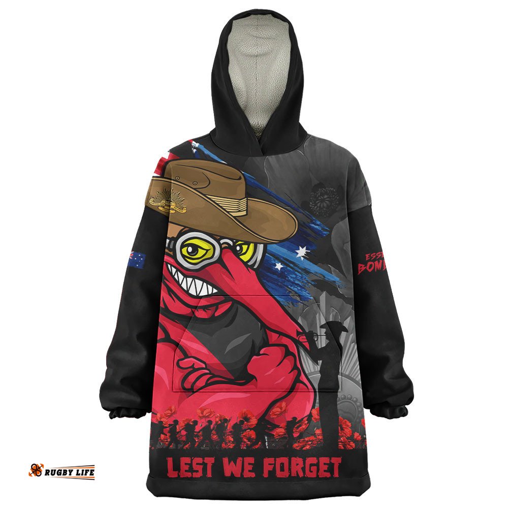 RugbyLife Essendon Snug Hoodie ANZAC Inspired Football Fan Memorial Design