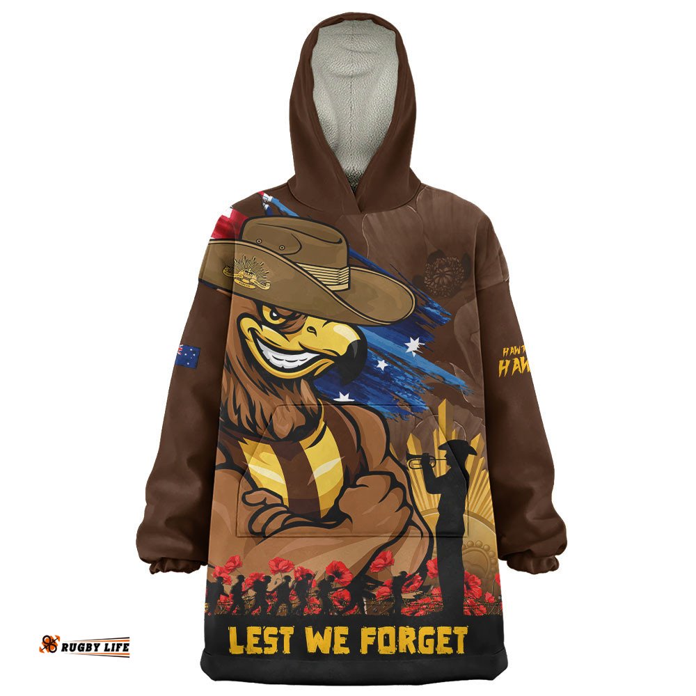 RugbyLife Hawthorn Snug Hoodie ANZAC Inspired Football Fan Memorial Design