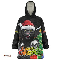 RugbyLife Penrith Panthers Snug Hoodie Santa Scoring Touchdown On Christmas Game Day