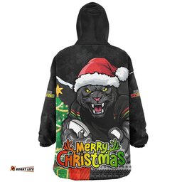 RugbyLife Penrith Panthers Snug Hoodie Santa Scoring Touchdown On Christmas Game Day