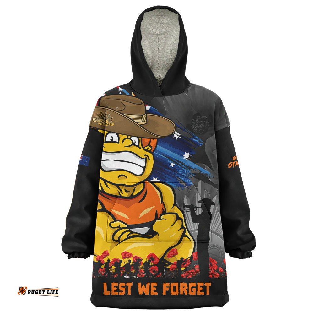RugbyLife GWS GIANTS Snug Hoodie ANZAC Inspired Football Fan Memorial Design