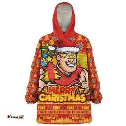 RugbyLife Gold Coast SUNS Snug Hoodie Festive Holiday Merry Christmas Vibe