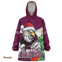 RugbyLife Manly Warringah Sea Eagles Snug Hoodie Santa Scoring Touchdown On Christmas Game Day