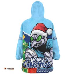 RugbyLife New South Wales Blues Snug Hoodie Santa Scoring Touchdown On Christmas Game Day