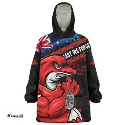 RugbyLife Redcliffe Dolphins Snug Hoodie Anzac Remembrance Of The Fallen