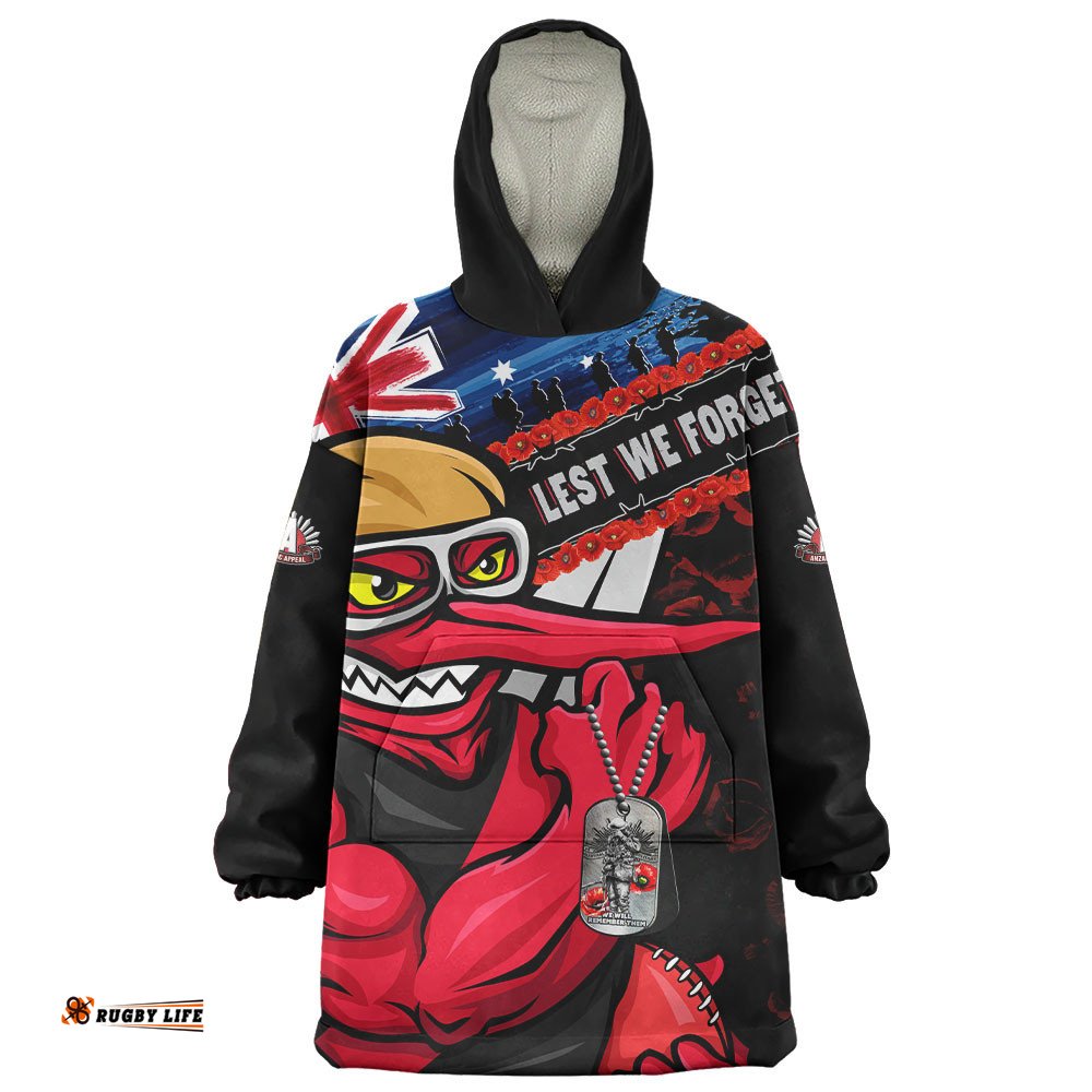 RugbyLife Essendon Snug Hoodie Lest We Forget Eternal Honor