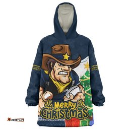 RugbyLife North Queensland Cowboys Snug Hoodie Santa Scoring Touchdown On Christmas Game Day