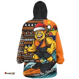 RugbyLife GWS GIANTS Snug Hoodie Christmas Holiday Santa Rides The Waves