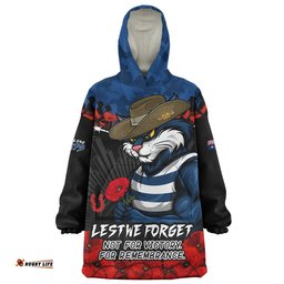 RugbyLife Geelong Cats Snug Hoodie ANZAC Day Not For Victory For Remembrance