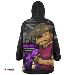 RugbyLife Queensland Maroons Snug Hoodie Anzac Day Purple Poppy And Animals That Served