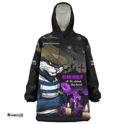 RugbyLife Geelong Cats Snug Hoodie Anzac Day In Memory Of Animals That Served