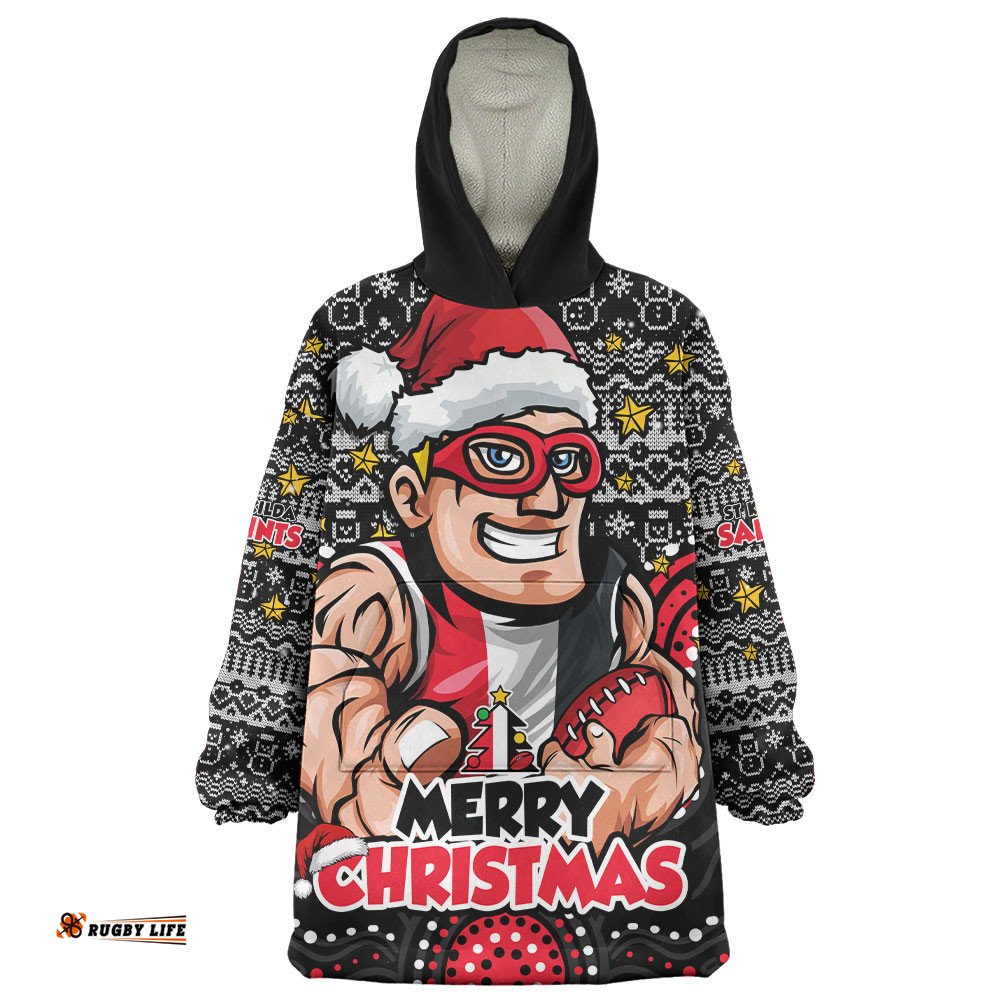 RugbyLife St Kilda Snug Hoodie Ugly Christmas Knit Patterns Vintage Jersey