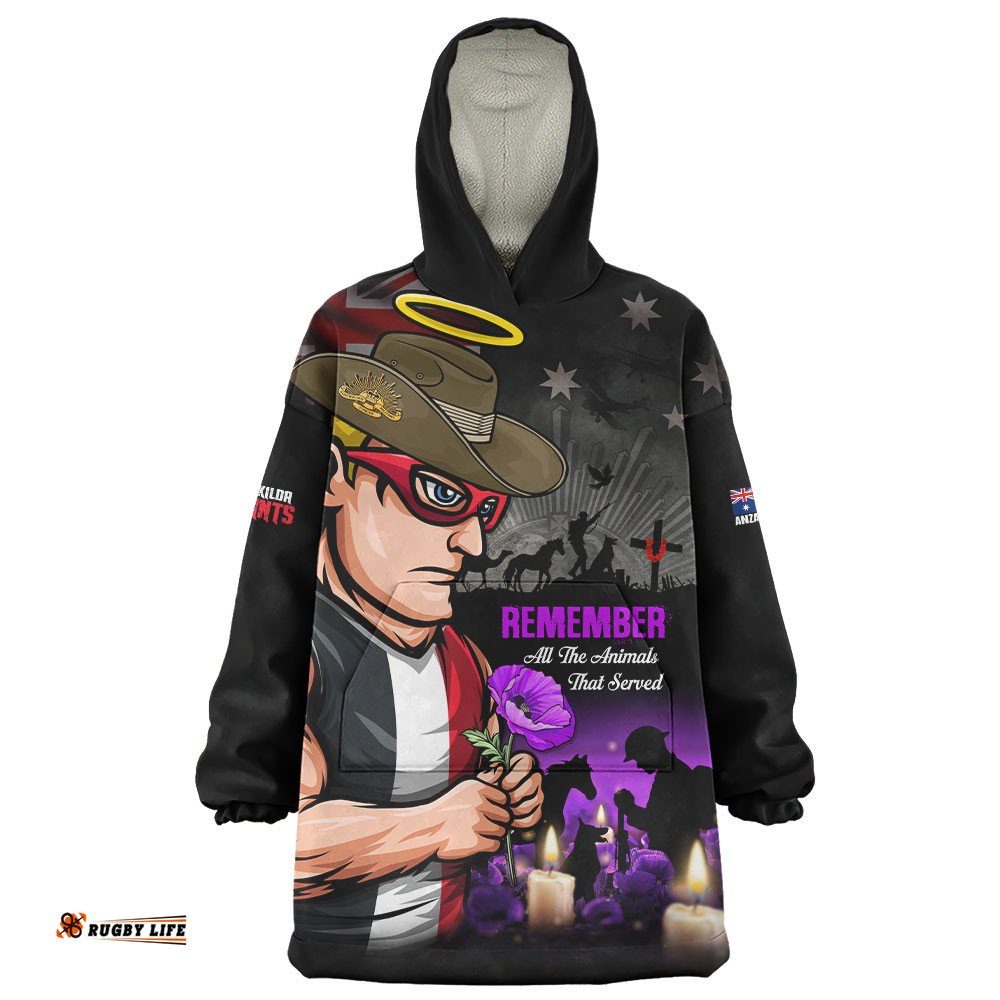 RugbyLife St Kilda Snug Hoodie Anzac Day In Memory Of Animals That Served