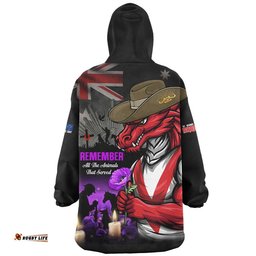 RugbyLife St. George Illawarra Dragons Snug Hoodie Anzac Day Purple Poppy And Animals That Served