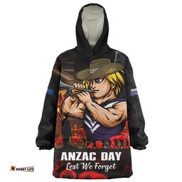 RugbyLife Fremantle Snug Hoodie ANZAC Day Lest We Forget Red Poppy And Honor The Brave Tribute