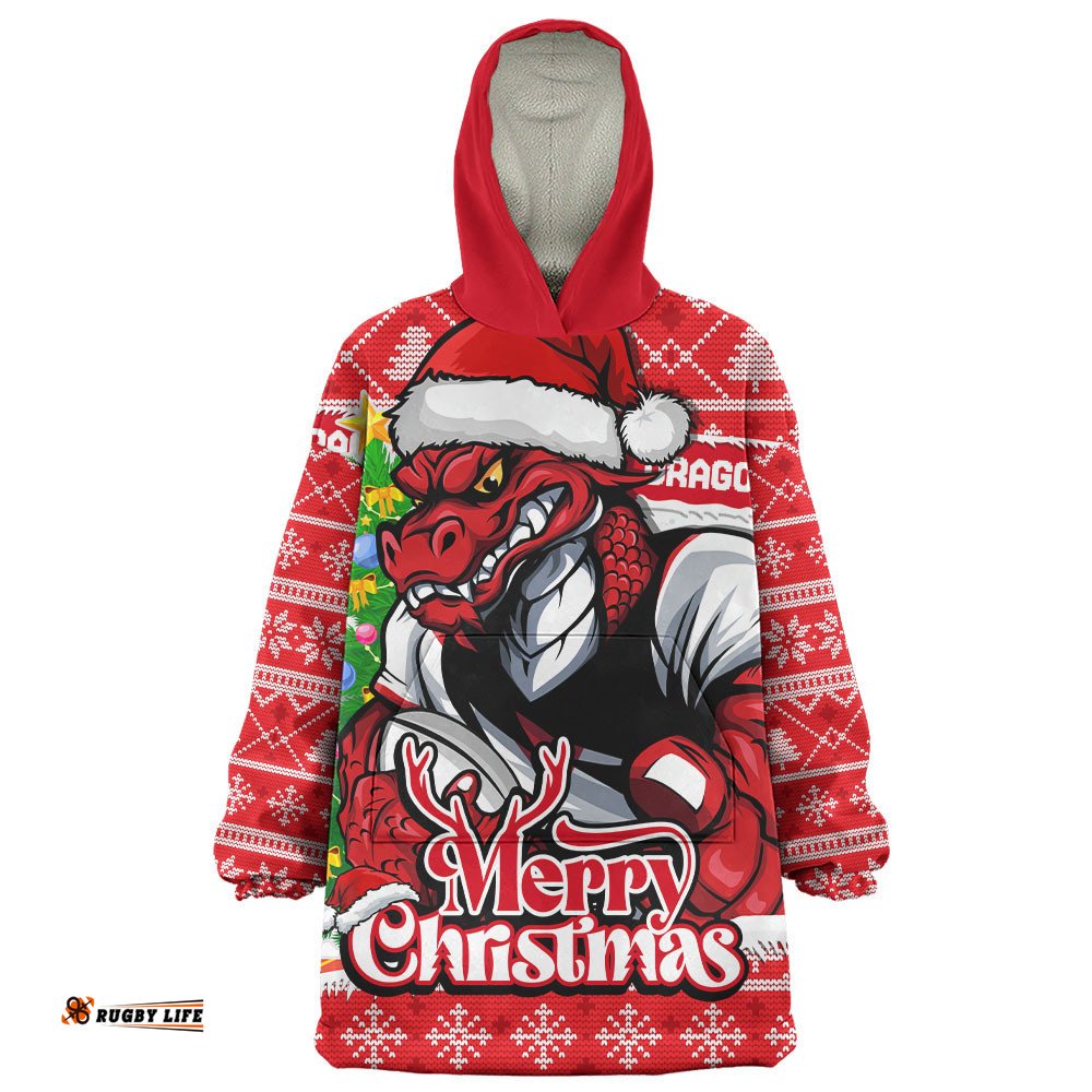 RugbyLife St. George Illawarra Dragons Snug Hoodie Merry Christmas Game Day Knit Style Team Edition