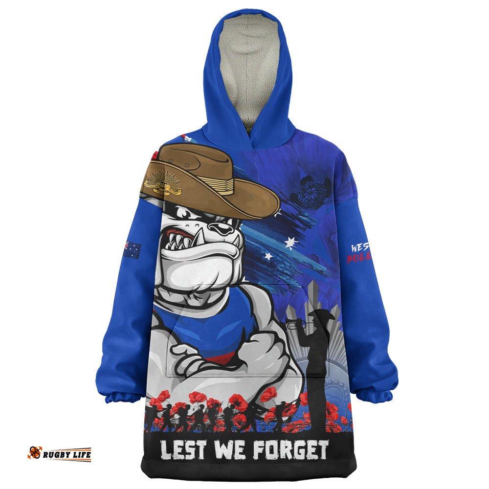 RugbyLife Western Bulldogs Snug Hoodie ANZAC Inspired Football Fan Memorial Design