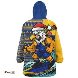 RugbyLife West Coast Eagles Snug Hoodie Christmas Holiday Santa Rides The Waves
