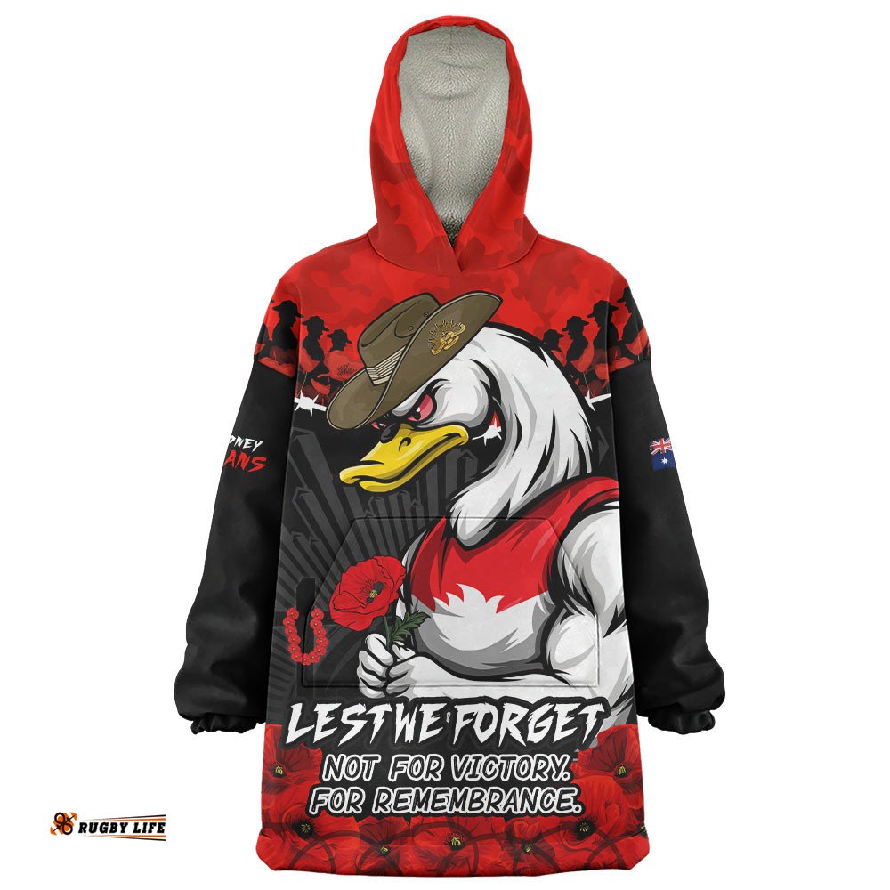 RugbyLife Sydney Swans Snug Hoodie ANZAC Day Not For Victory For Remembrance