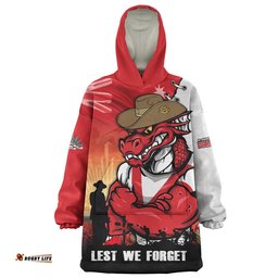 RugbyLife St. George Illawarra Dragons Snug Hoodie Anzac Day Lest We Forget Silent Dawn