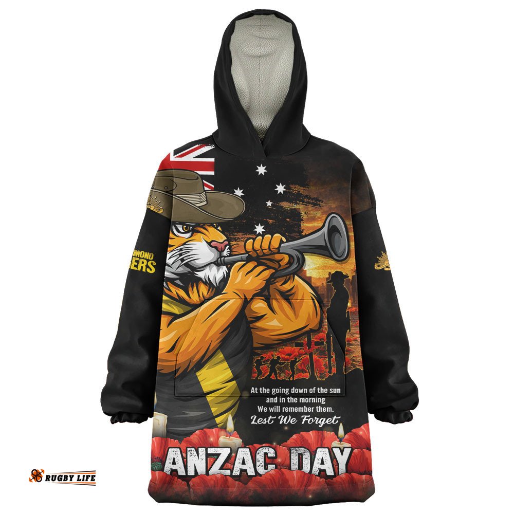 RugbyLife Richmond Snug Hoodie Anzac Day Dawn Of Courage Eternal Tribute