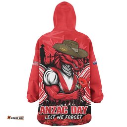 RugbyLife St. George Illawarra Dragons Snug Hoodie Anzac Day Pride Of Service Eternal Memory