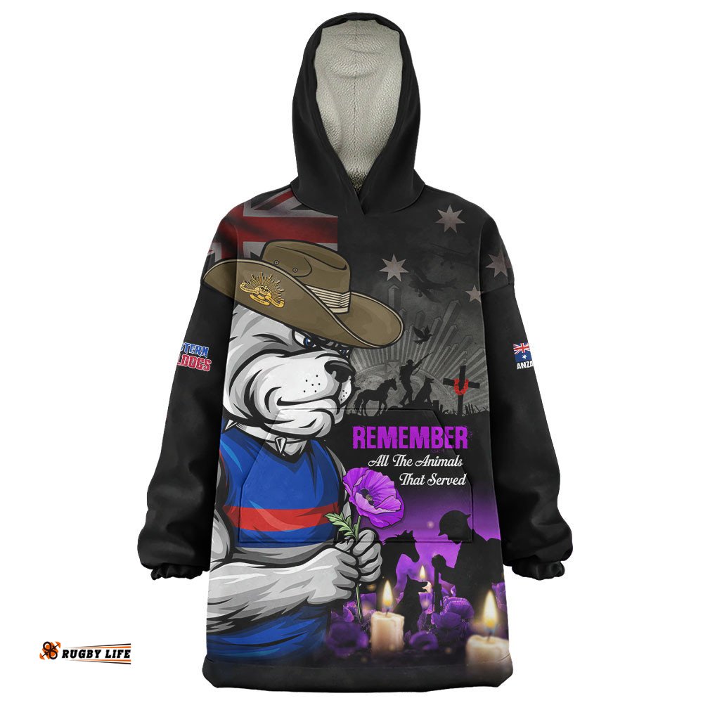 RugbyLife Western Bulldogs Snug Hoodie Anzac Day In Memory Of Animals That Served