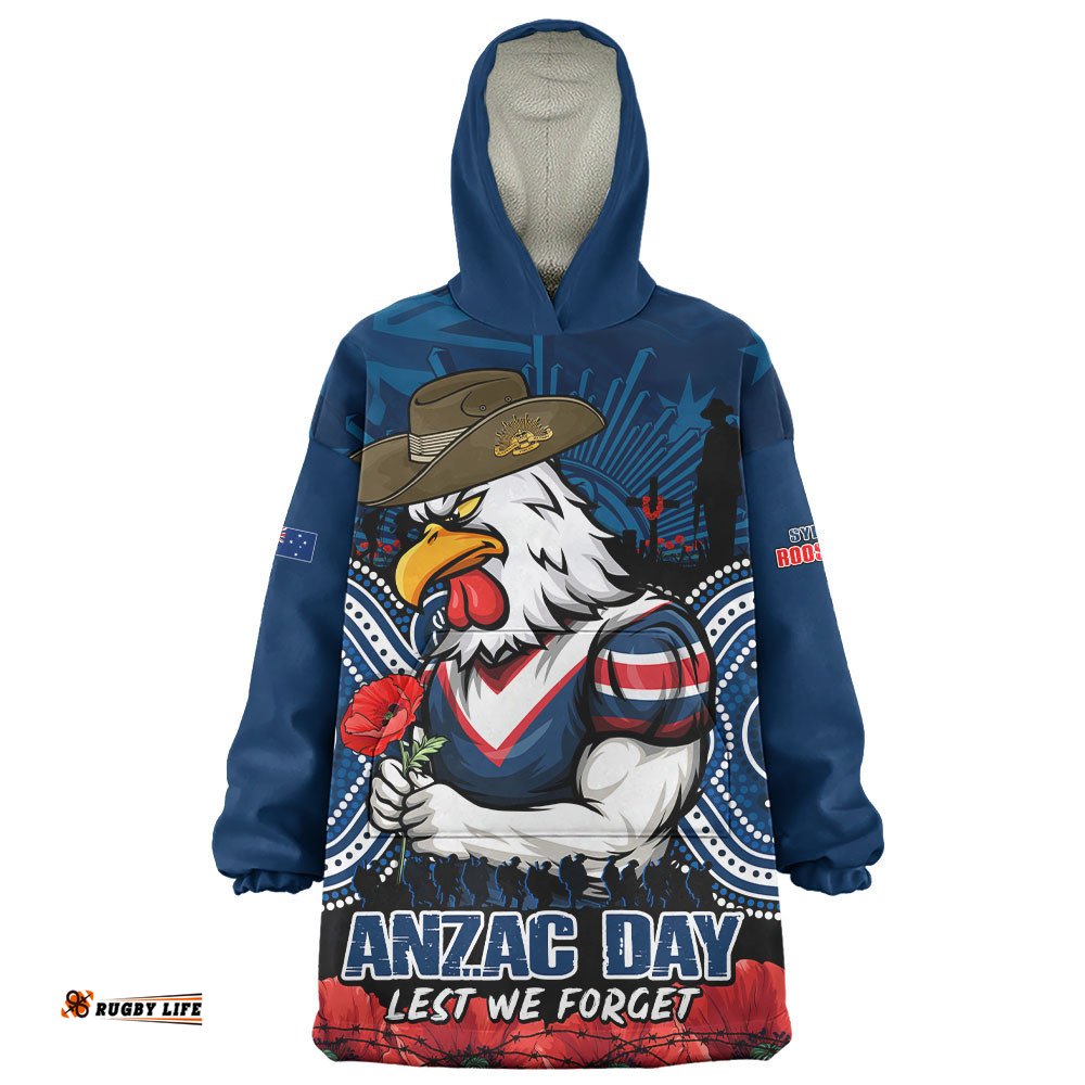RugbyLife Sydney Roosters Snug Hoodie Anzac Day Pride Of Service Eternal Memory