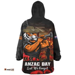 RugbyLife Wests Tigers Snug Hoodie Anzac Day Rising Dawn Ceremony Lest We Forget Courage