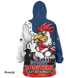 RugbyLife Sydney Roosters Snug Hoodie Anzac Day Remembrance Of Courage Loyalty Valor