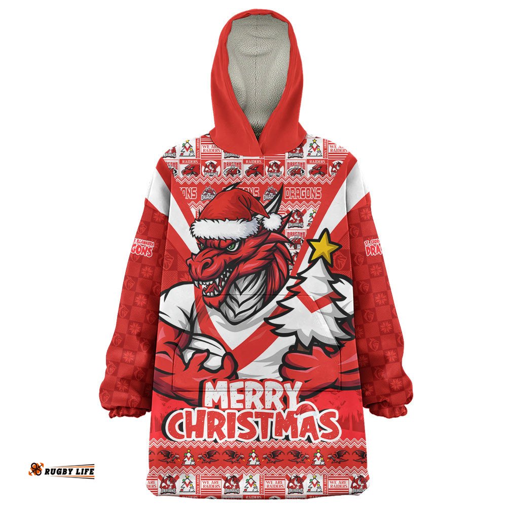 RugbyLife St. George Illawarra Dragons Snug Hoodie Merry Christmas Festive Spirit Edition