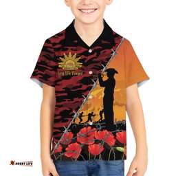 ANZAC Lest We Forget Hawaiian Shirt Australian Army Poppy Tribute LT15
