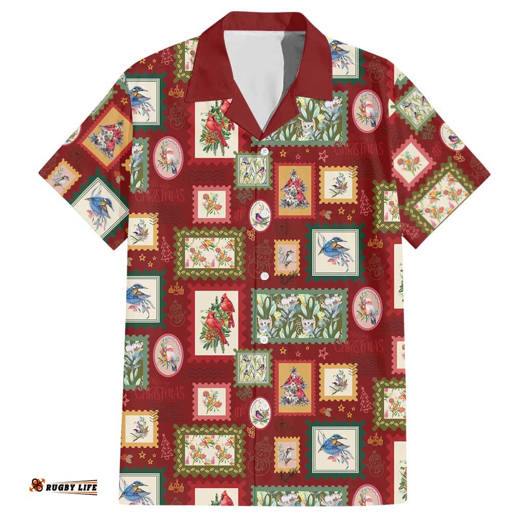 Aussie Birds Christmas La La Land Hawaiian Shirt Red Vintage Stamp Edition LT9