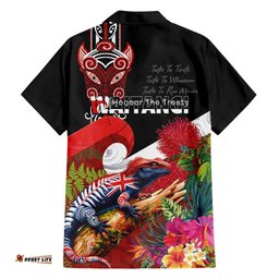 Aotearoa Toitu Te Tiriti Hawaiian Shirt Waitangi-Honour The Treaty NZ Tuatara and Plants LT03