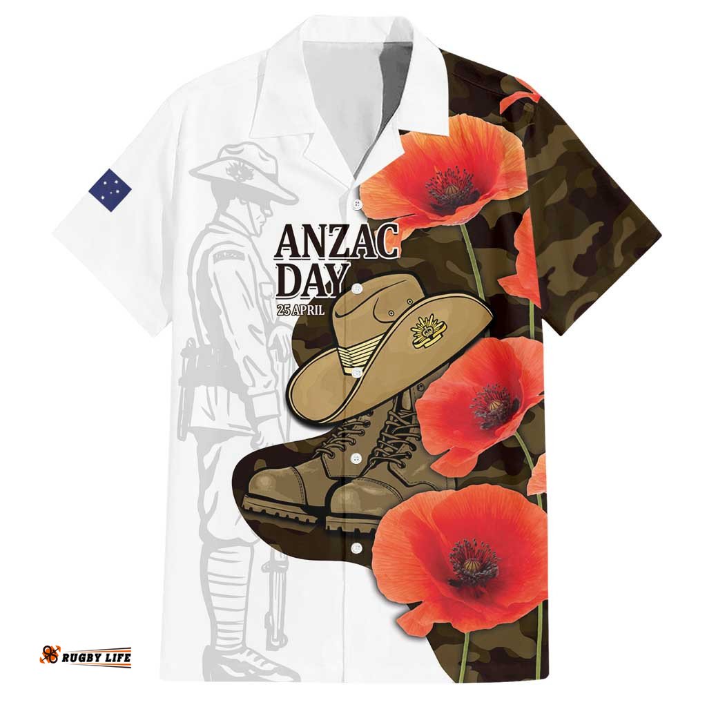 Australia ANZAC Day Hawaiian Shirt Boots And Slouch Hat Lest We Forget LT14