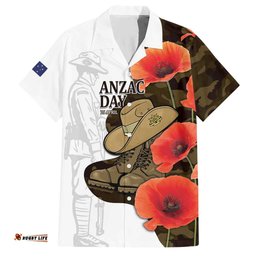 Australia ANZAC Day Hawaiian Shirt Boots And Slouch Hat Lest We Forget LT14