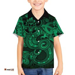Aotearoa Maori Hei Tiki Hawaiian Shirt Kakariki Kowhaiwhai Puhoro Motif LT9