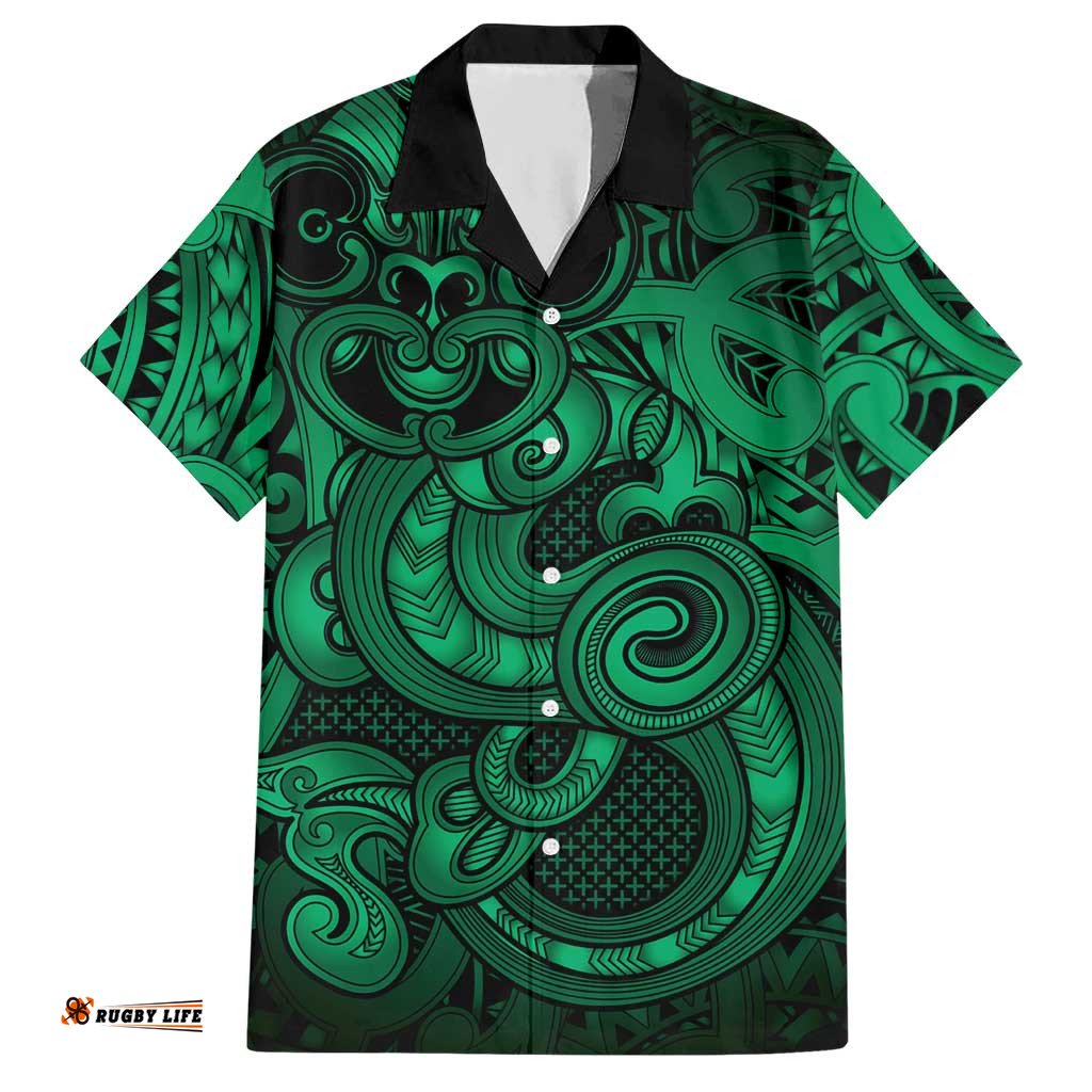 Aotearoa Maori Hei Tiki Hawaiian Shirt Kakariki Kowhaiwhai Puhoro Motif LT9