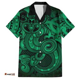 Aotearoa Maori Hei Tiki Hawaiian Shirt Kakariki Kowhaiwhai Puhoro Motif LT9