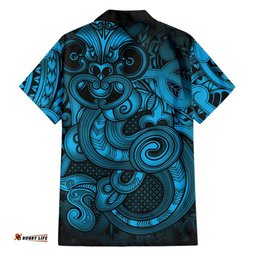 Aotearoa Maori Hei Tiki Hawaiian Shirt Kikorangi Kowhaiwhai Puhoro Motif LT9