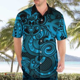 Aotearoa Maori Hei Tiki Hawaiian Shirt Kikorangi Kowhaiwhai Puhoro Motif LT9